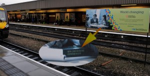 Leicester Railway Station: poster had students working with a book we edited!