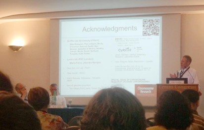 Darren Griffin finishing his talk on raptor chromosomes in Ischia