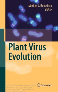 Plant Pararetrovirus insertions on chromosomes seen on the cover of "Plant Virus Evolution" book
